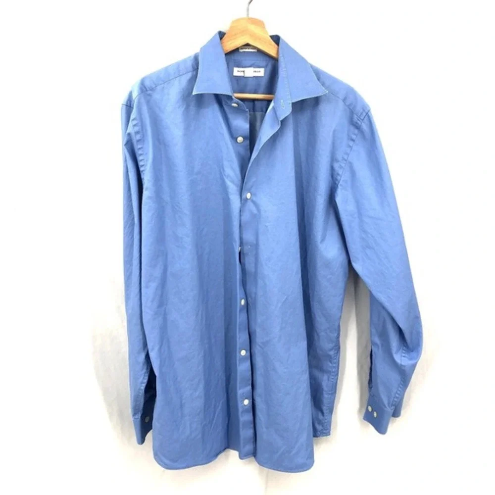 BANANA REPUBLIC Cotton Long-Sleeve Button up dress Shirt Blue L 16-16 1/2 Fitted